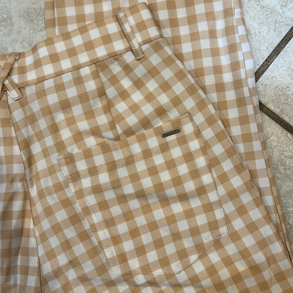 Rusty Tan Check Menswear Pleated Wide Leg Trousers Pants 1 - Picture 7 of 8